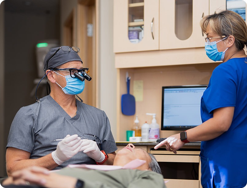 Dr. Paul Hul with Patient | Point McKay Dental | General & Family Dentist | NW Calgary